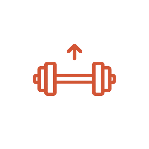 Dumbbell and upward arrow icon